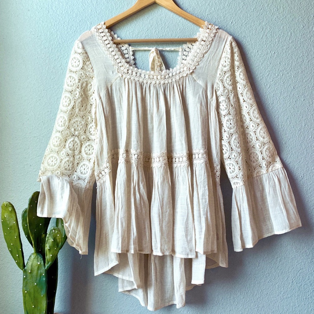🎀HP!🎀NWT Entro Crochet Lace Babydoll Top